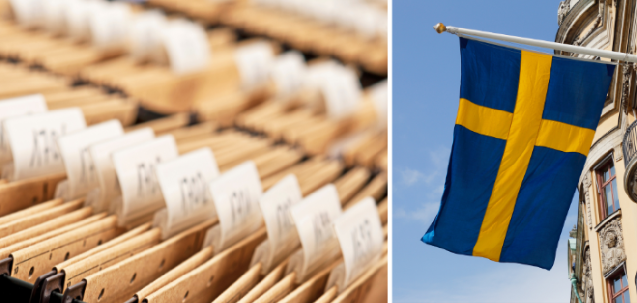 Documents and Swedish flag