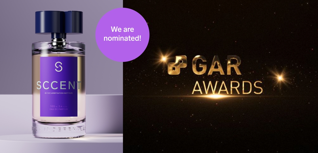 The SCC perfume SCCENT bottle and image of GAR Awards logotype